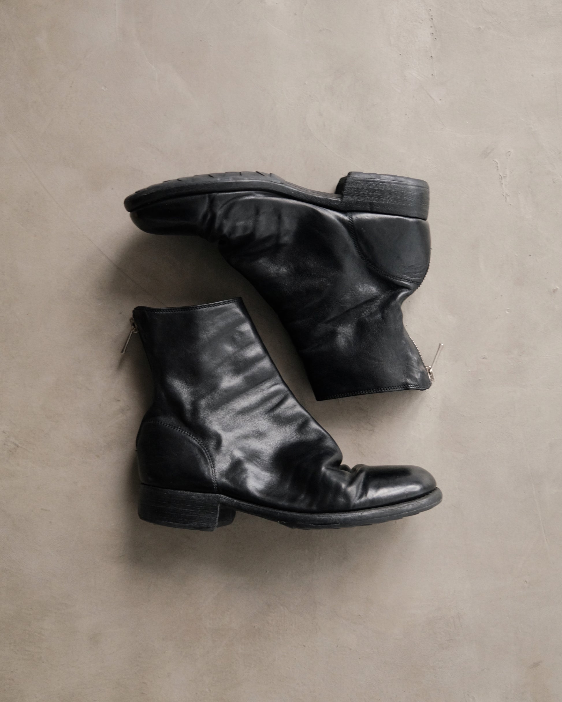 GUIDI 986 Black Leather Back-zip Boots
