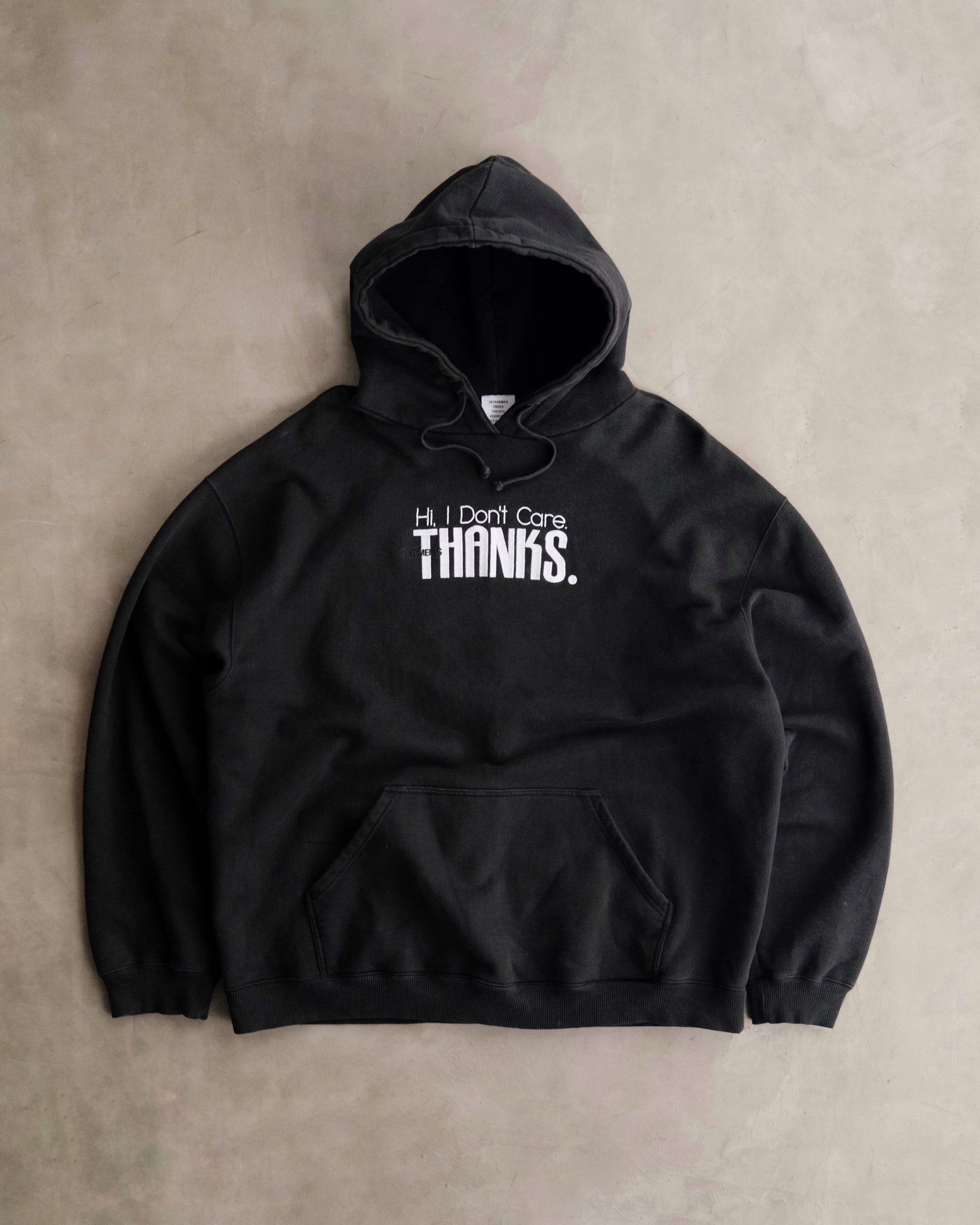 AW18 VETEMENTS “Hi I Don’t Care Thanks” Hoodie Japan Exclusive
