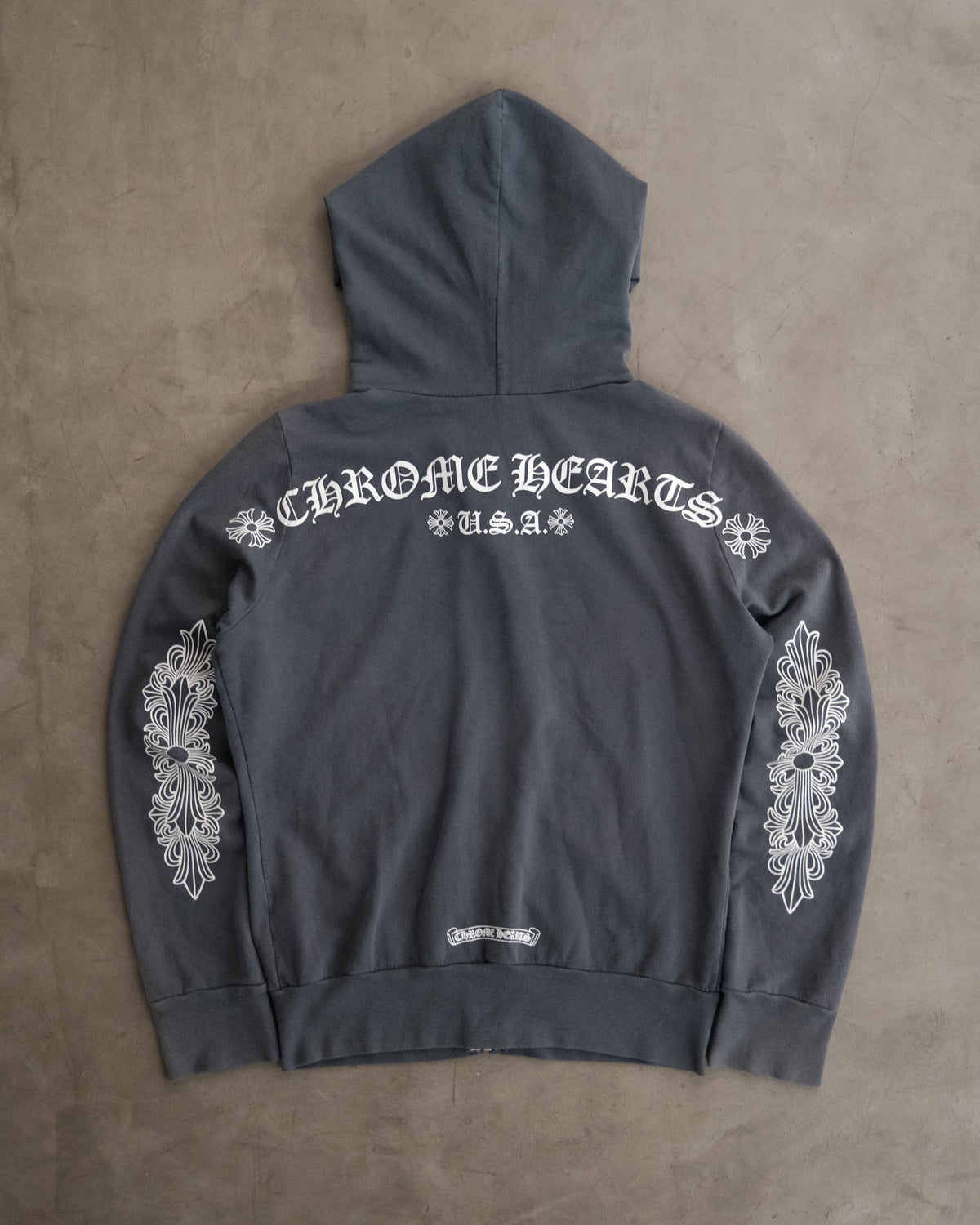 CHROME HEARTS Friends and Family Exclusive Shoulder Floral
Zip-Up Hoodie Grey