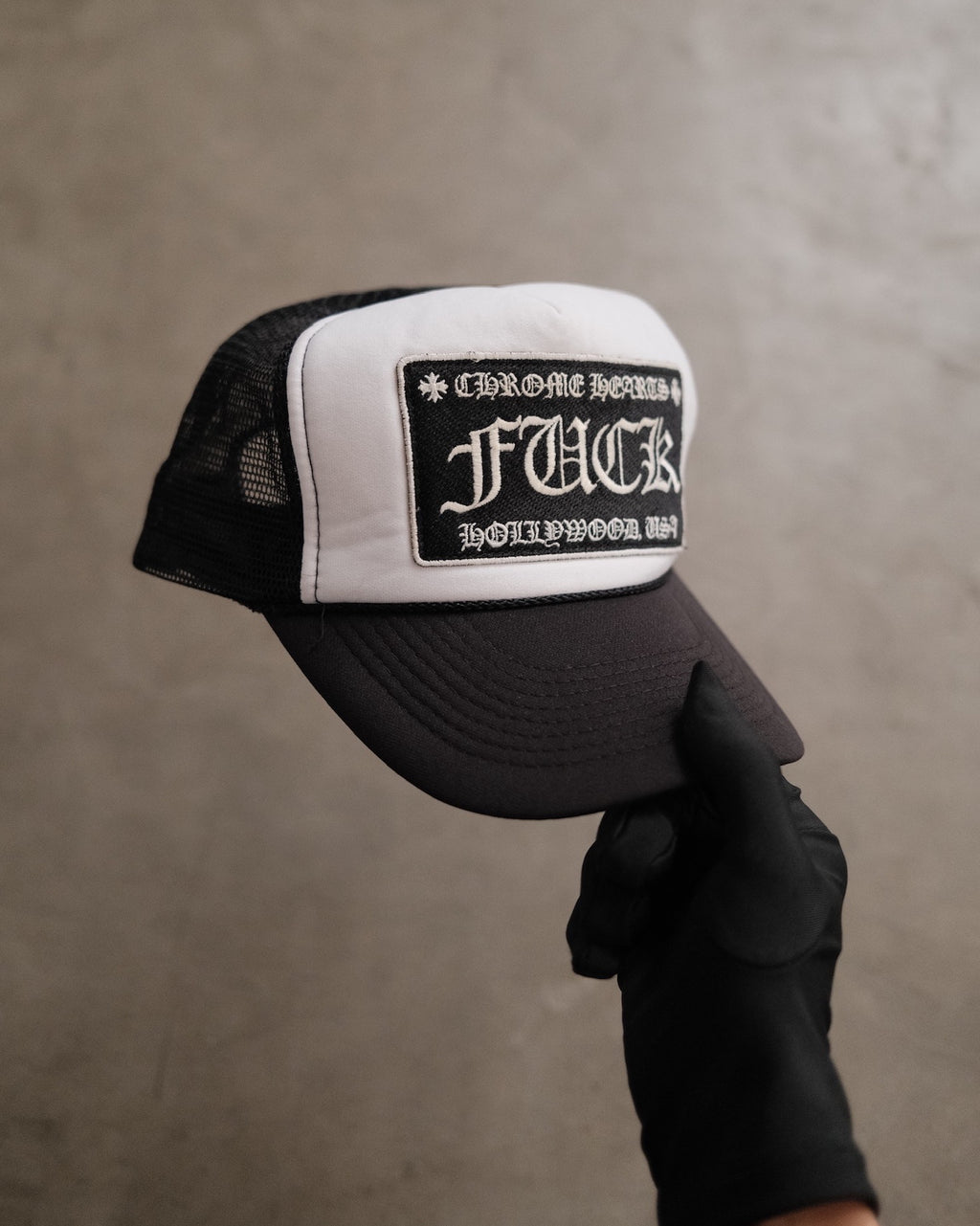 Vintage CHROME HEARTS “Fuck” HollyWood Trucker Hat