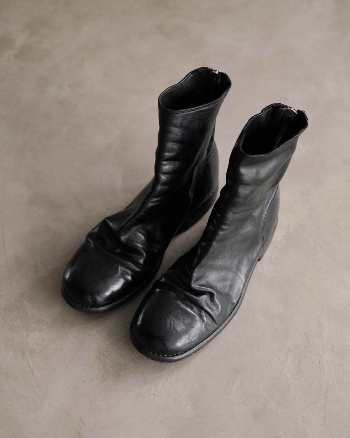 GUIDI 986 Black Leather Back-zip Boots