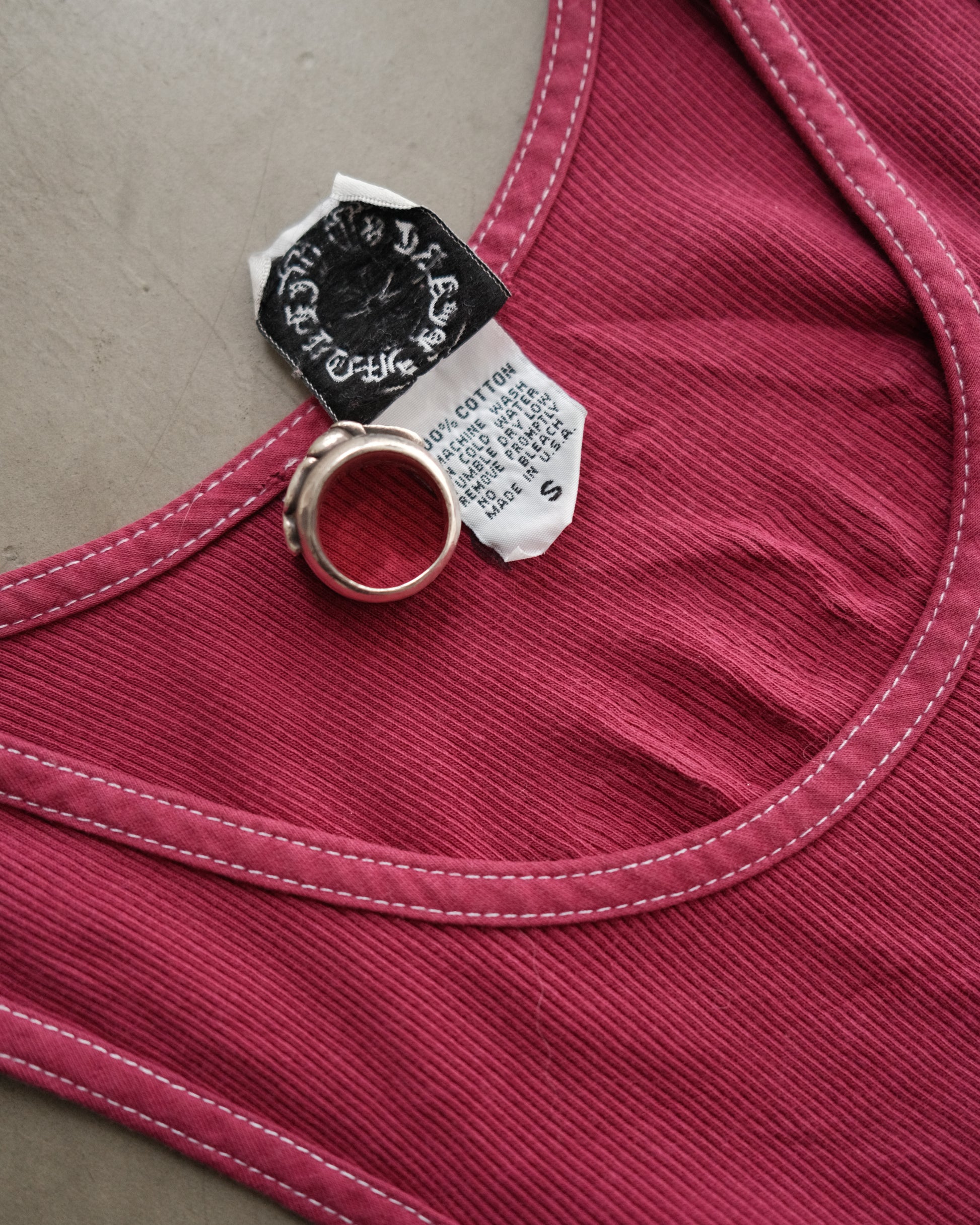Vintage CHROME HEARTS Maroon Side Bar Logo Tank Top