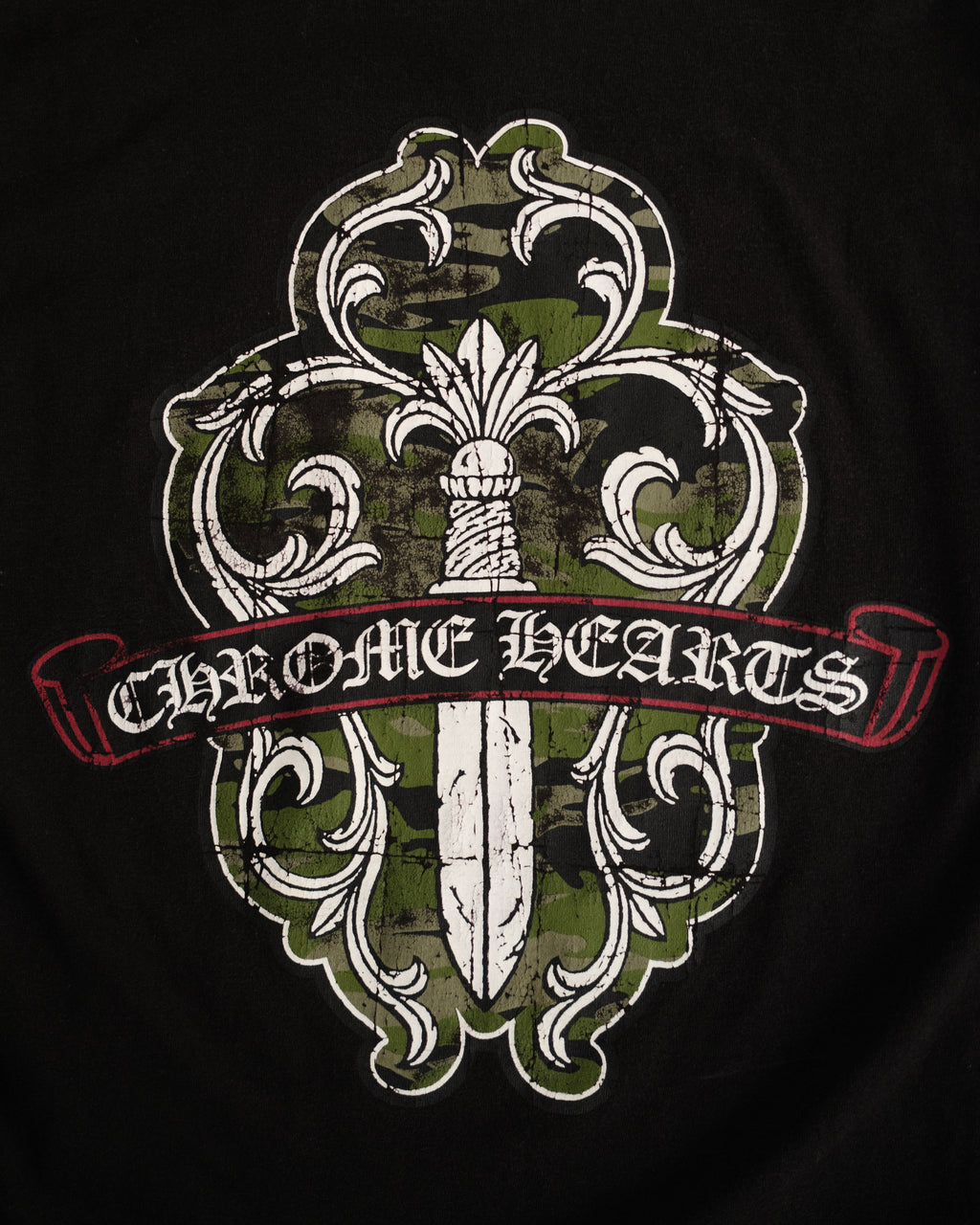 Vintage CHROME HEARTS Dagger Floral Scroll Logo Pocket Tee