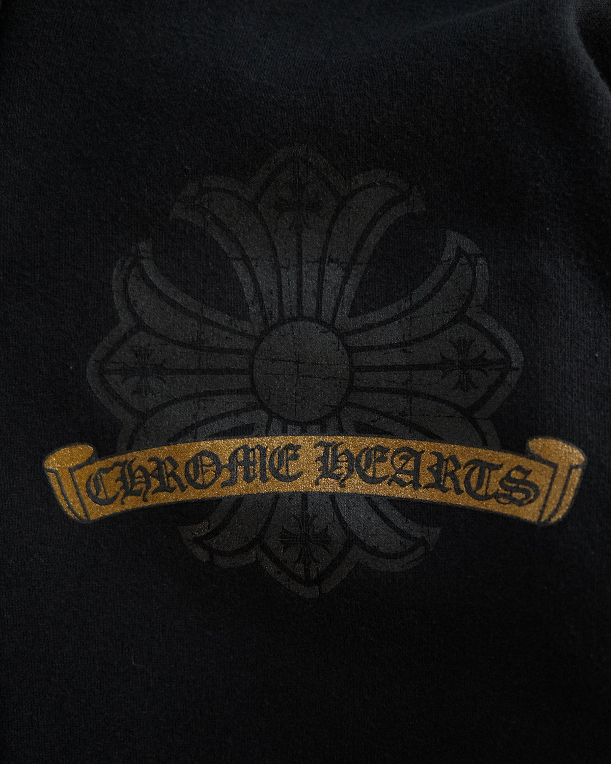 Vintage Chrome Hearts Gold Thermal Zip-Up Hoodie