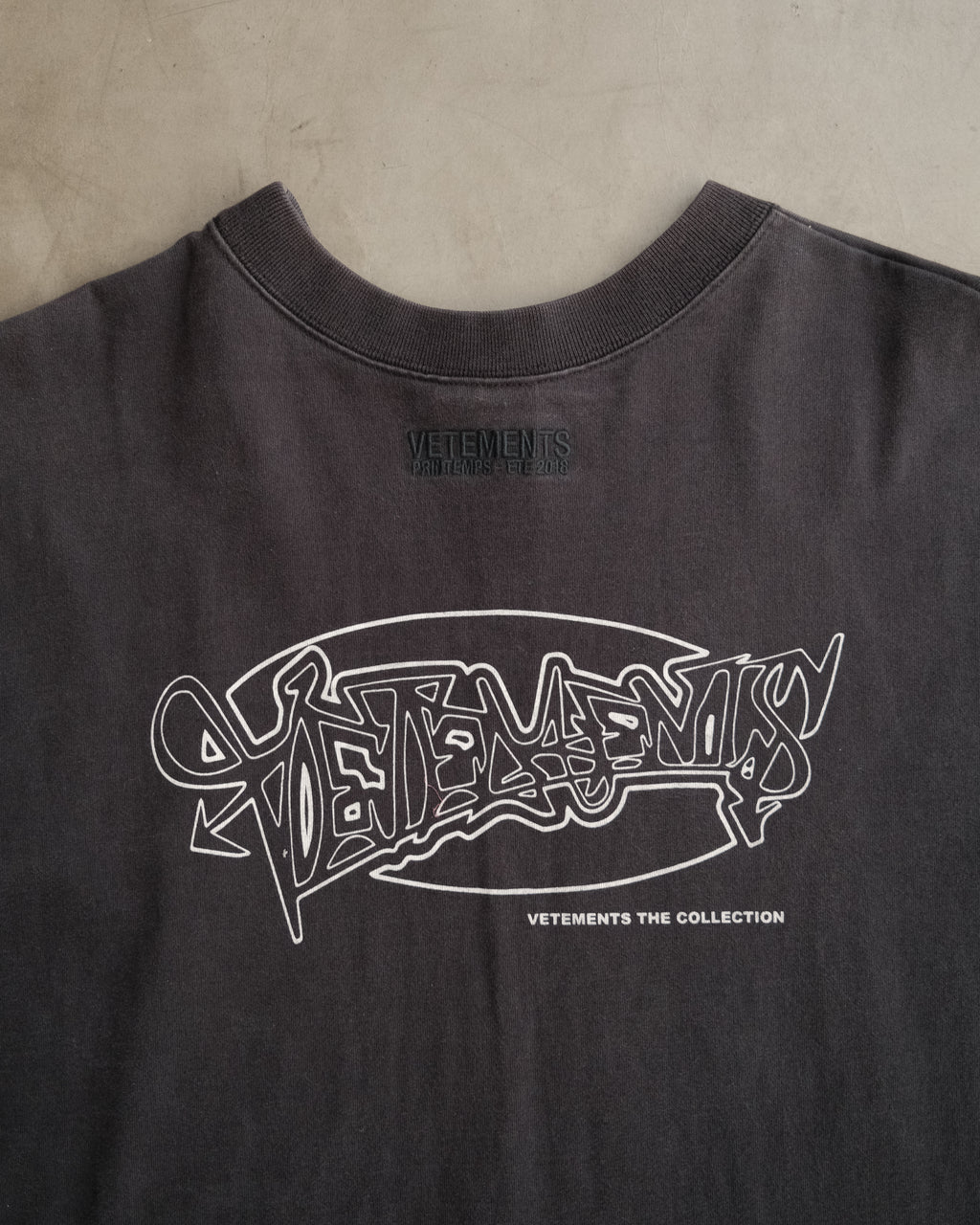 VETEMENTS Black Printed Cotton Split Side Oversized T-Shirt