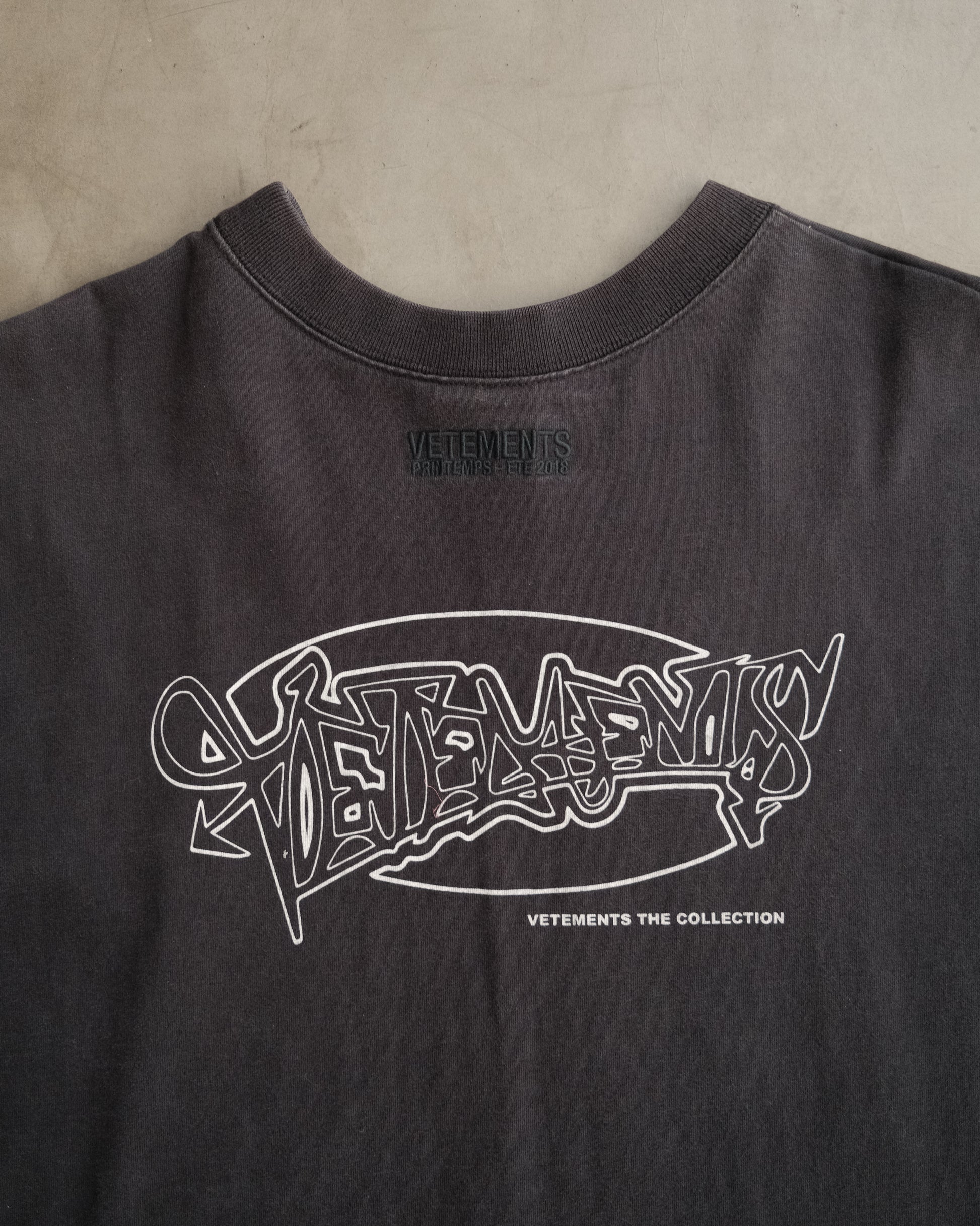 VETEMENTS Black Printed Cotton Split Side Oversized T-Shirt