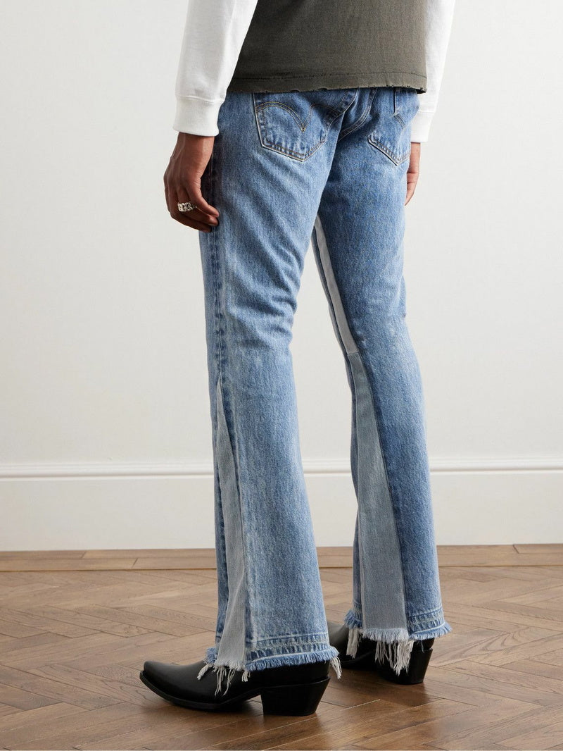 GALLERY DEPT La Flare Distressed Two-Tone Jeans - Blue