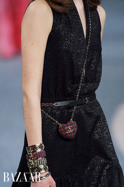 2022 Tweed & Leather CC Heart Locket Pendant Necklace