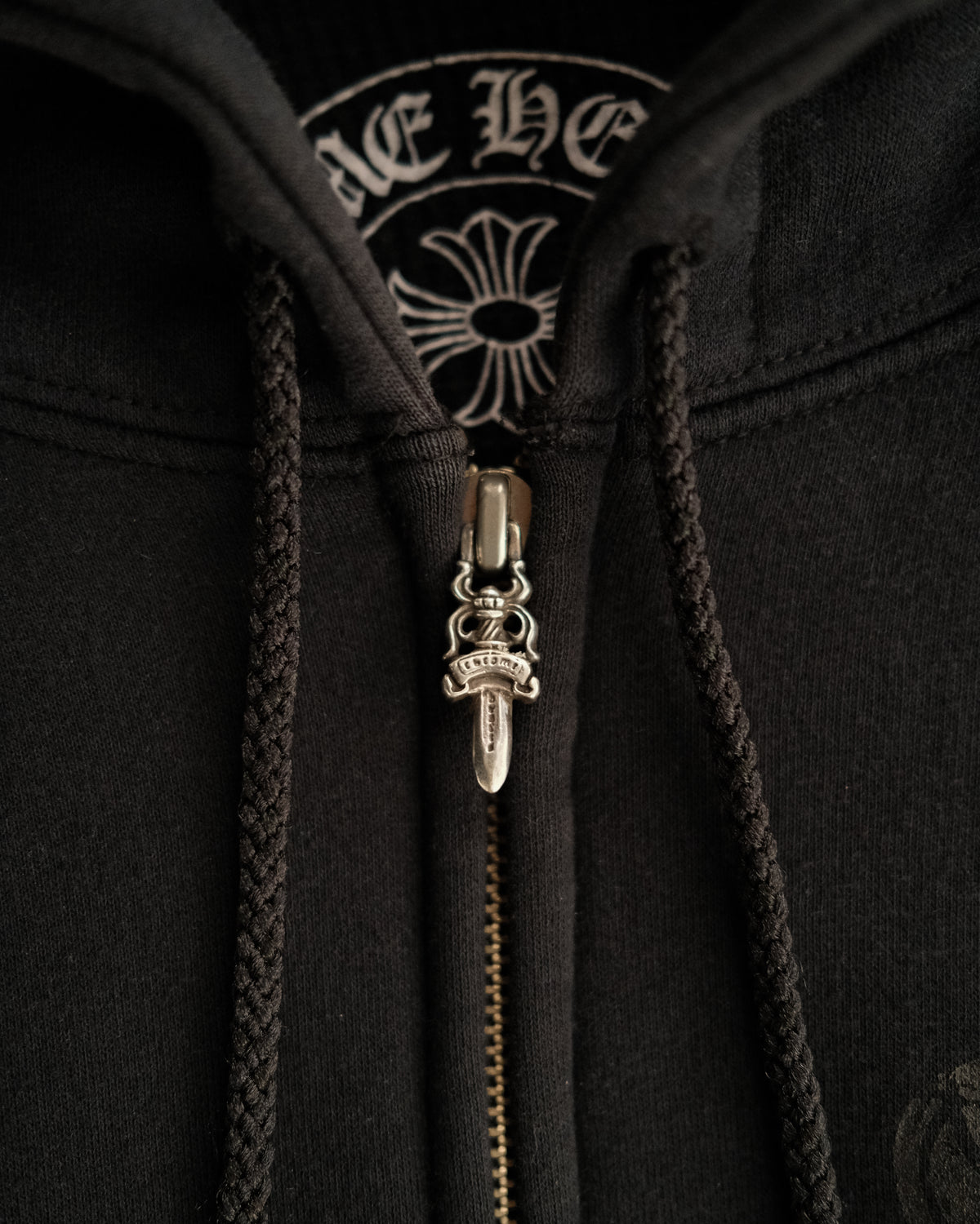 Vintage Chrome Hearts Gold Thermal Zip-Up Hoodie