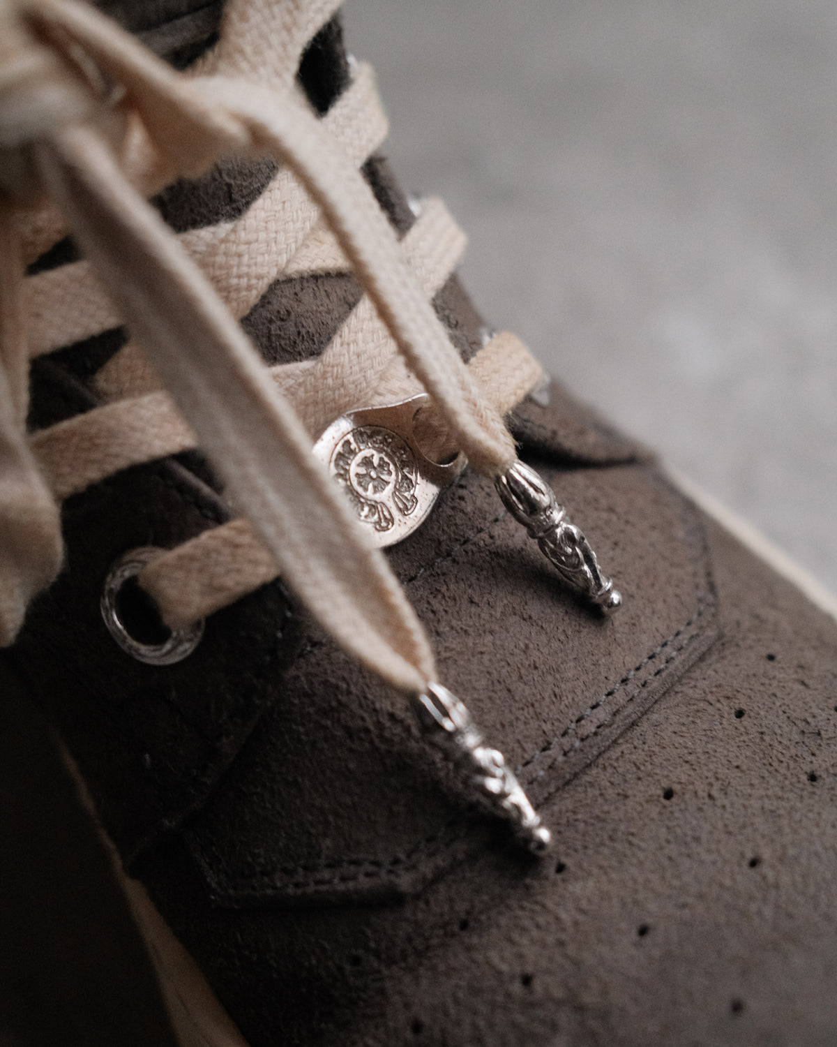 Chrome Hearts x Rick Owens Suede Rhodium Cross Geobasket