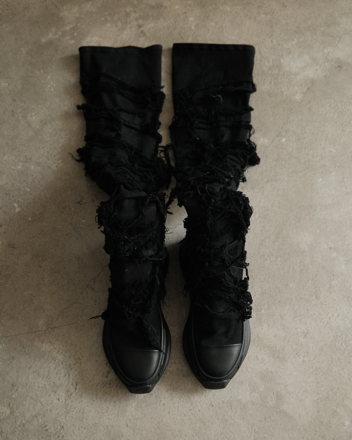 Rick Owens Drkshdw Black Destroyed Denim Stockings