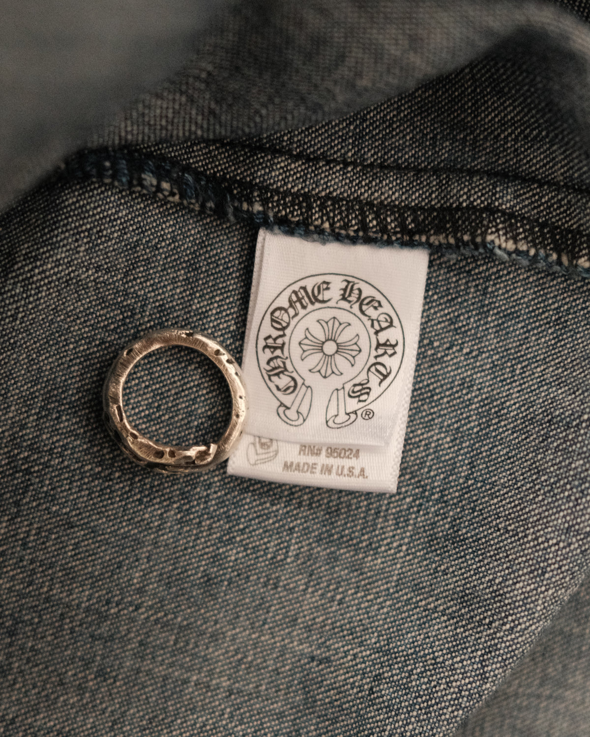 CHROME HEARTS Denim Western Cross Ball Button Long Sleeve Shirt