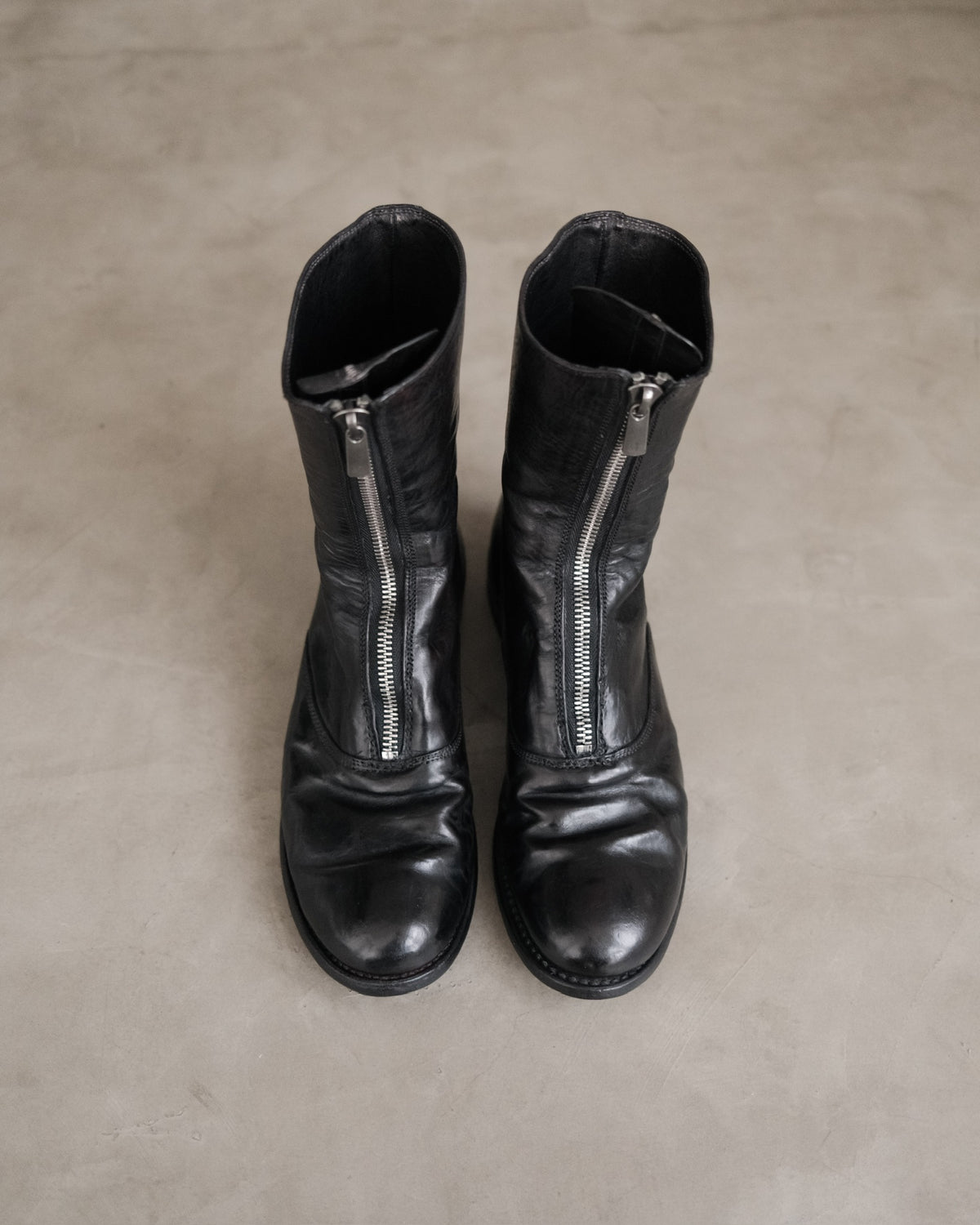 GUIDI 310 Leather Front Zip Boots Dyed Black