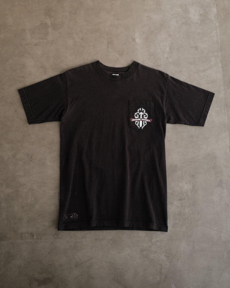 Vintage CHROME HEARTS Dagger Floral Scroll Logo Pocket Tee