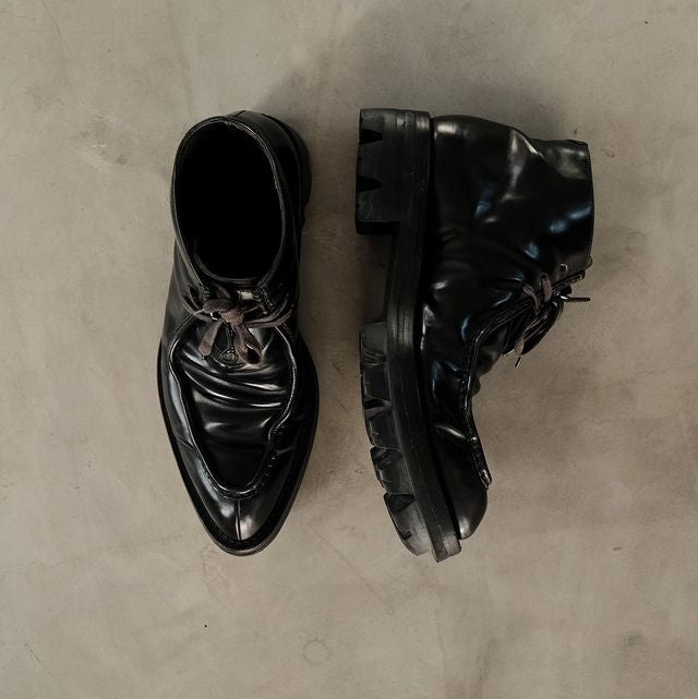 AW13 PRADA Chunky Black Leather Boots