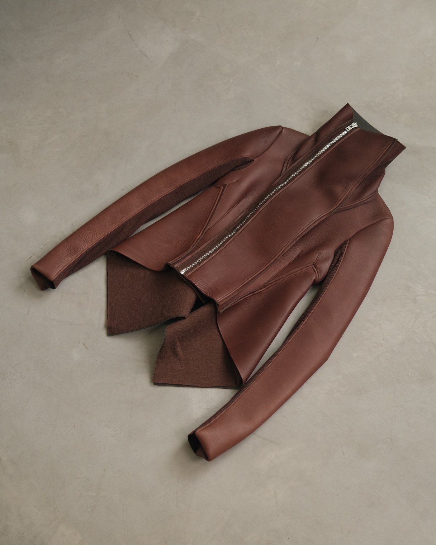 F16 RICK OWENS LILIES Asymmetric Leather Jacket