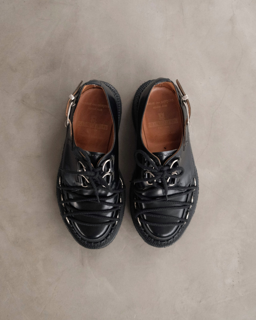 COMME DES GARCONS X GEORGE COX D-Ring Derby Crepper Black