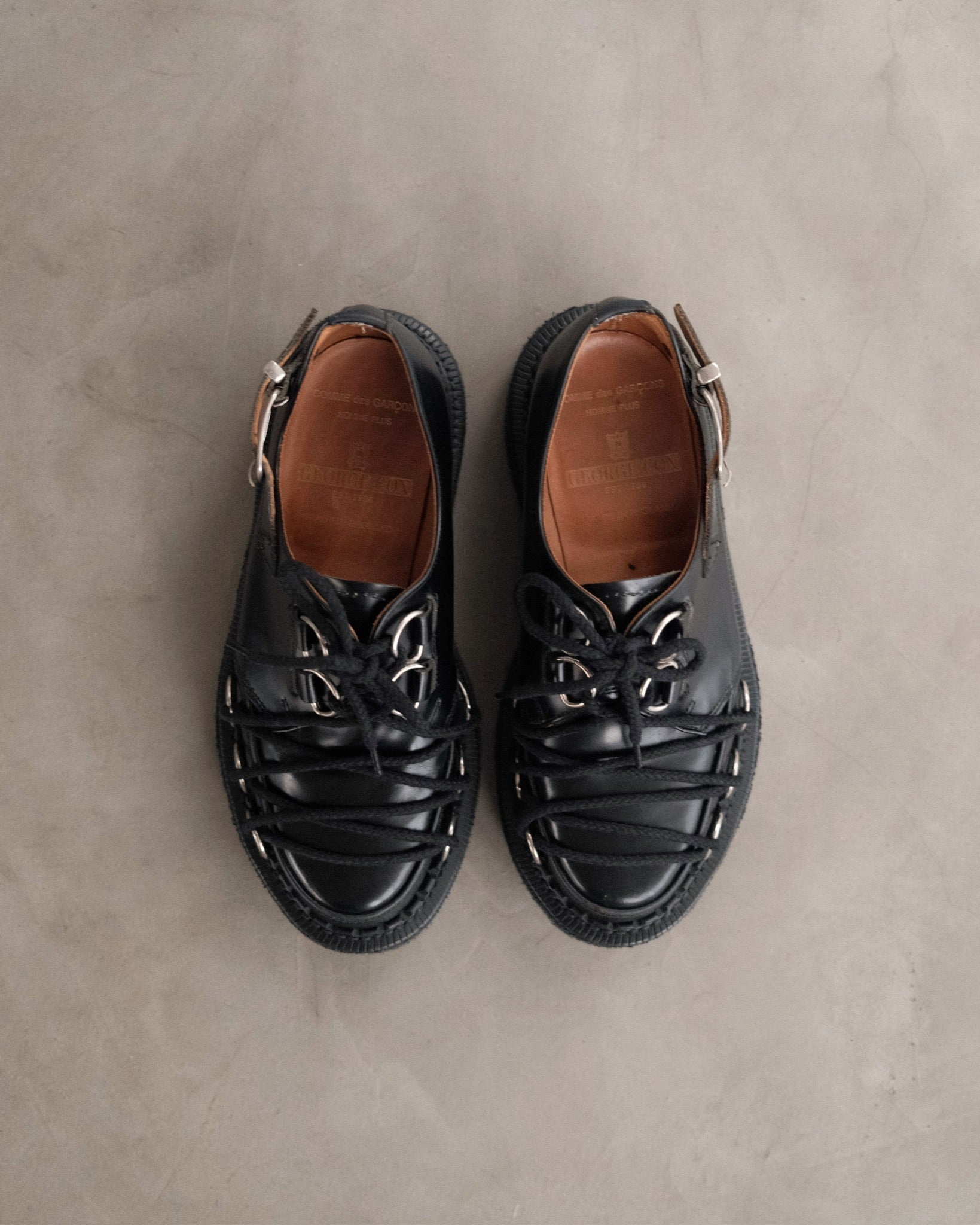 COMME DES GARCONS X GEORGE COX D-Ring Derby Crepper Black