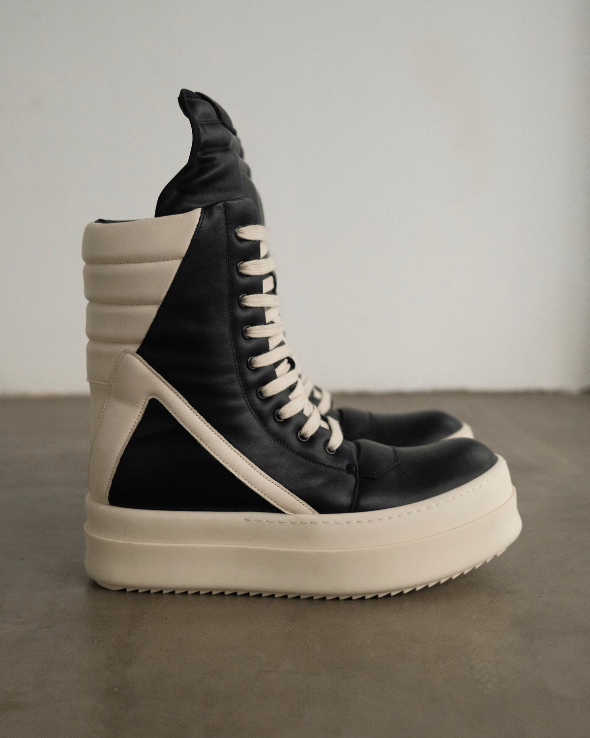 RICK OWENS Mega Geobasket Leather Sneakers