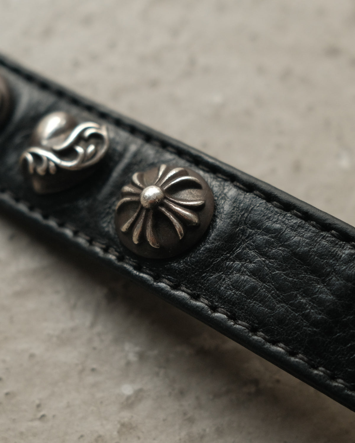 Chrome Hearts Adjustable Leather Silver Bracelet