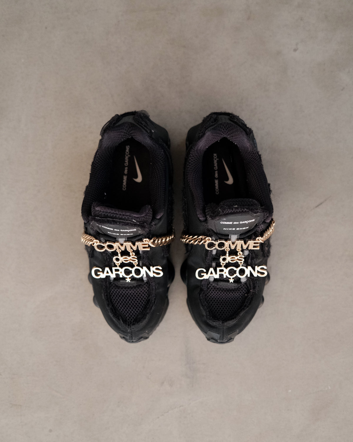 COMME des GARÇONS × Nike Shox TL in Triple Black Closer Look