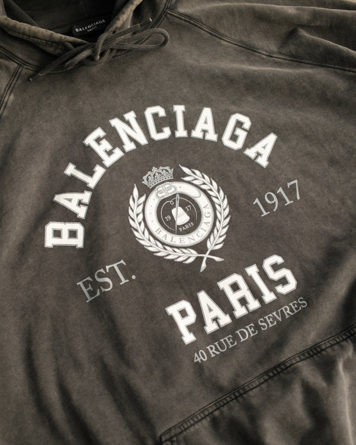 BALENCIAGA College 1917 Cracked Print Hoodie