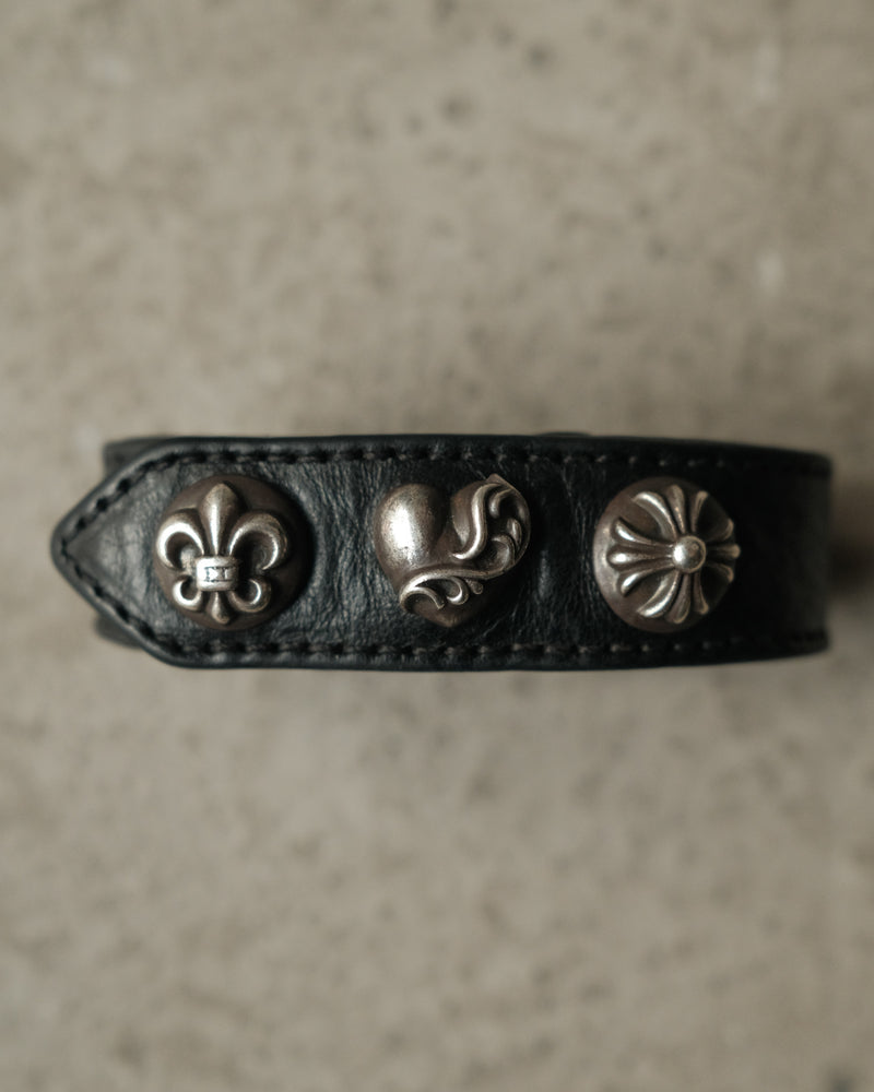 Chrome Hearts Adjustable Leather Silver Bracelet