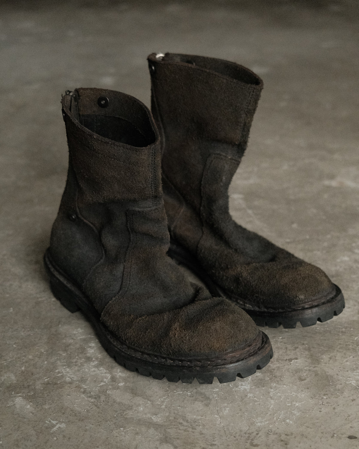 AW12 Julius Suede Leather Back Zip Boots