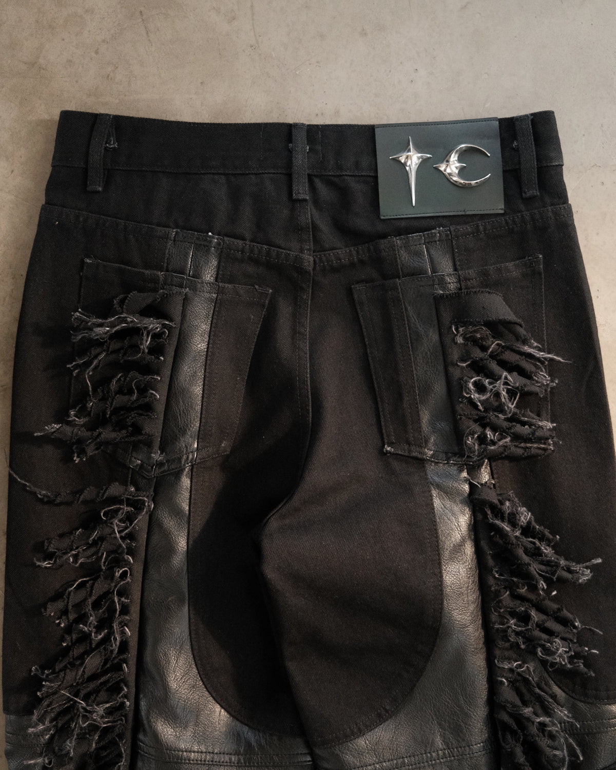 THUG CLUB Mohican  Leather Denim  Pants