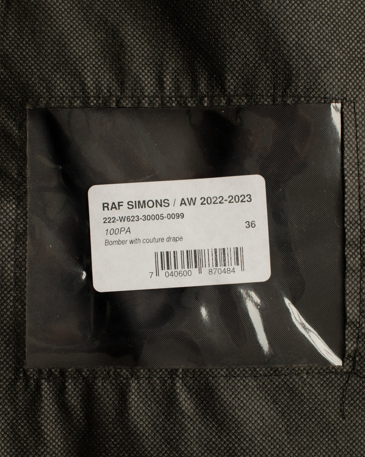 RAF SIMONS AW22 "BOMBER WITH COUTURE DRAPE"