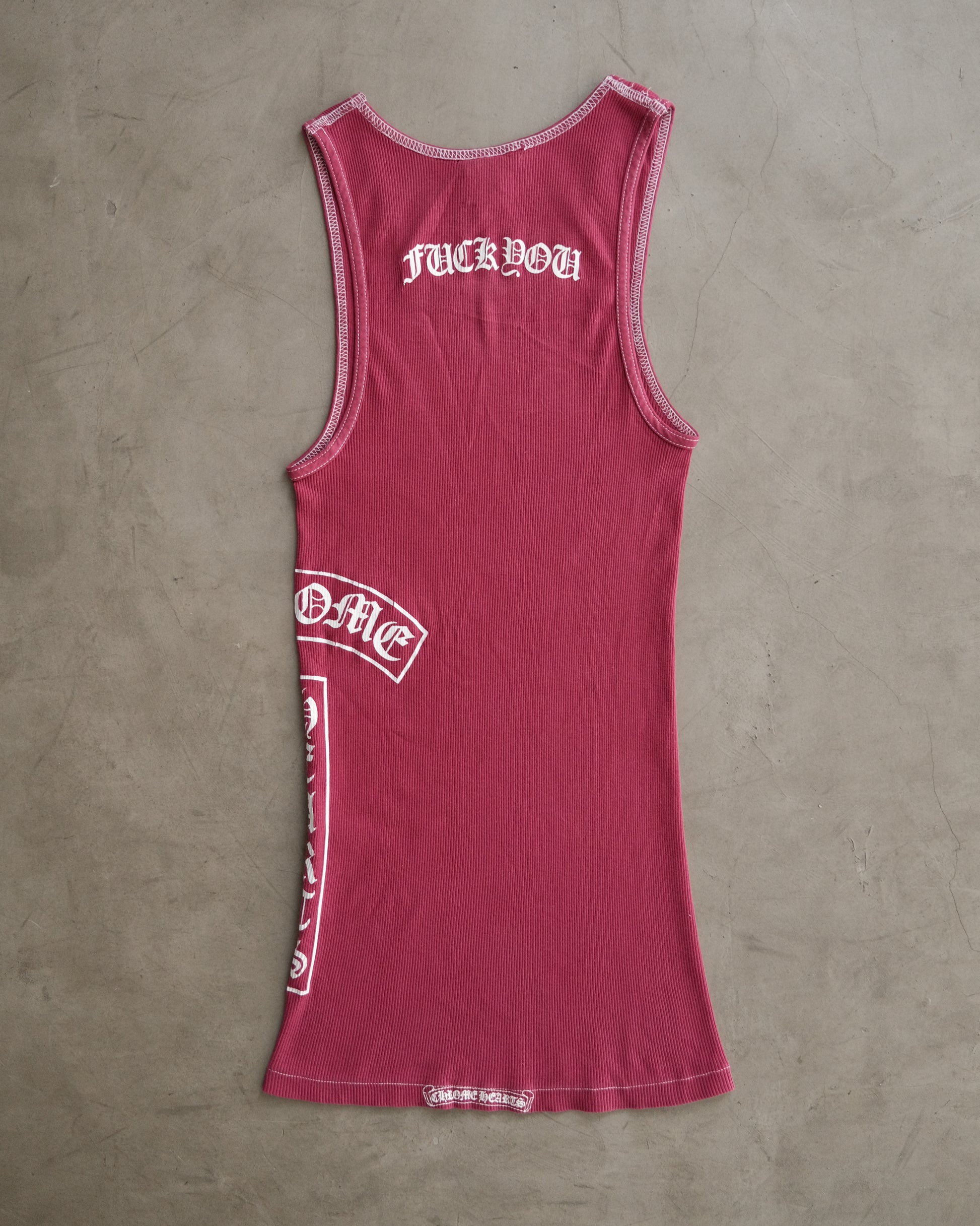 Vintage CHROME HEARTS Maroon Side Bar Logo Tank Top