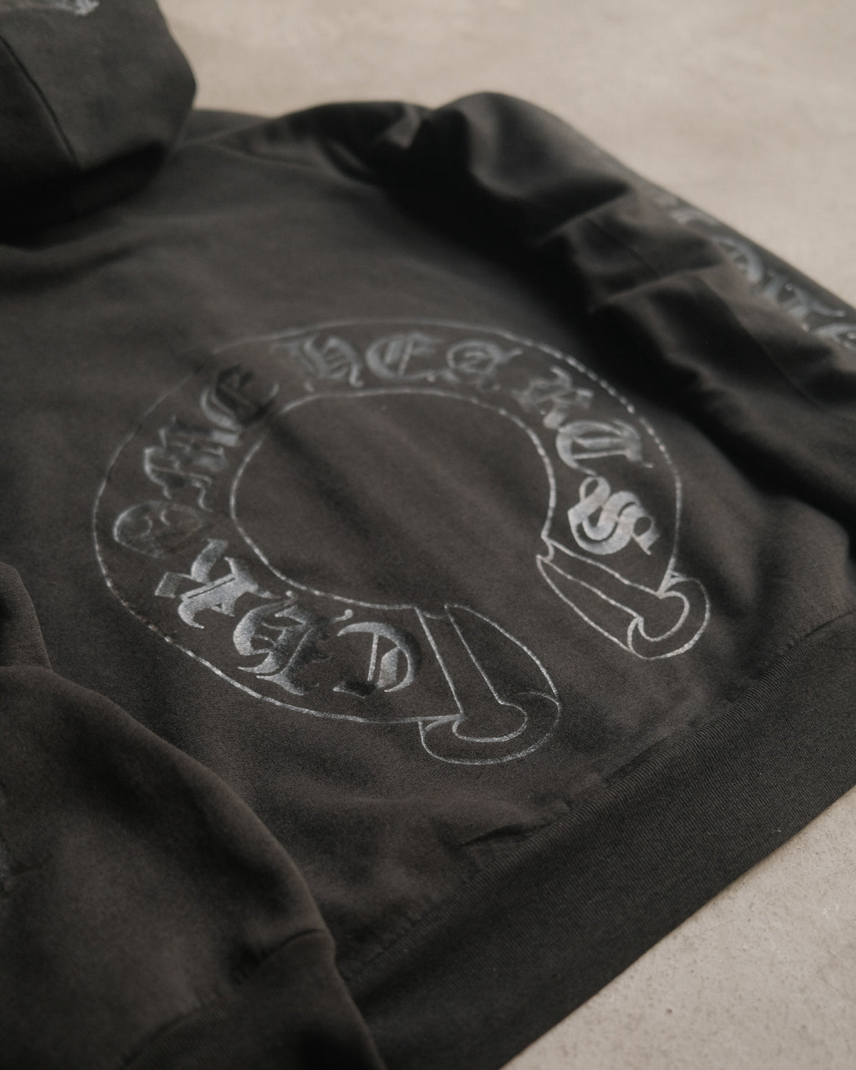 90’ Chrome Hearts Vintage Tonal Horseshoe Logo Zip Up Hoodie