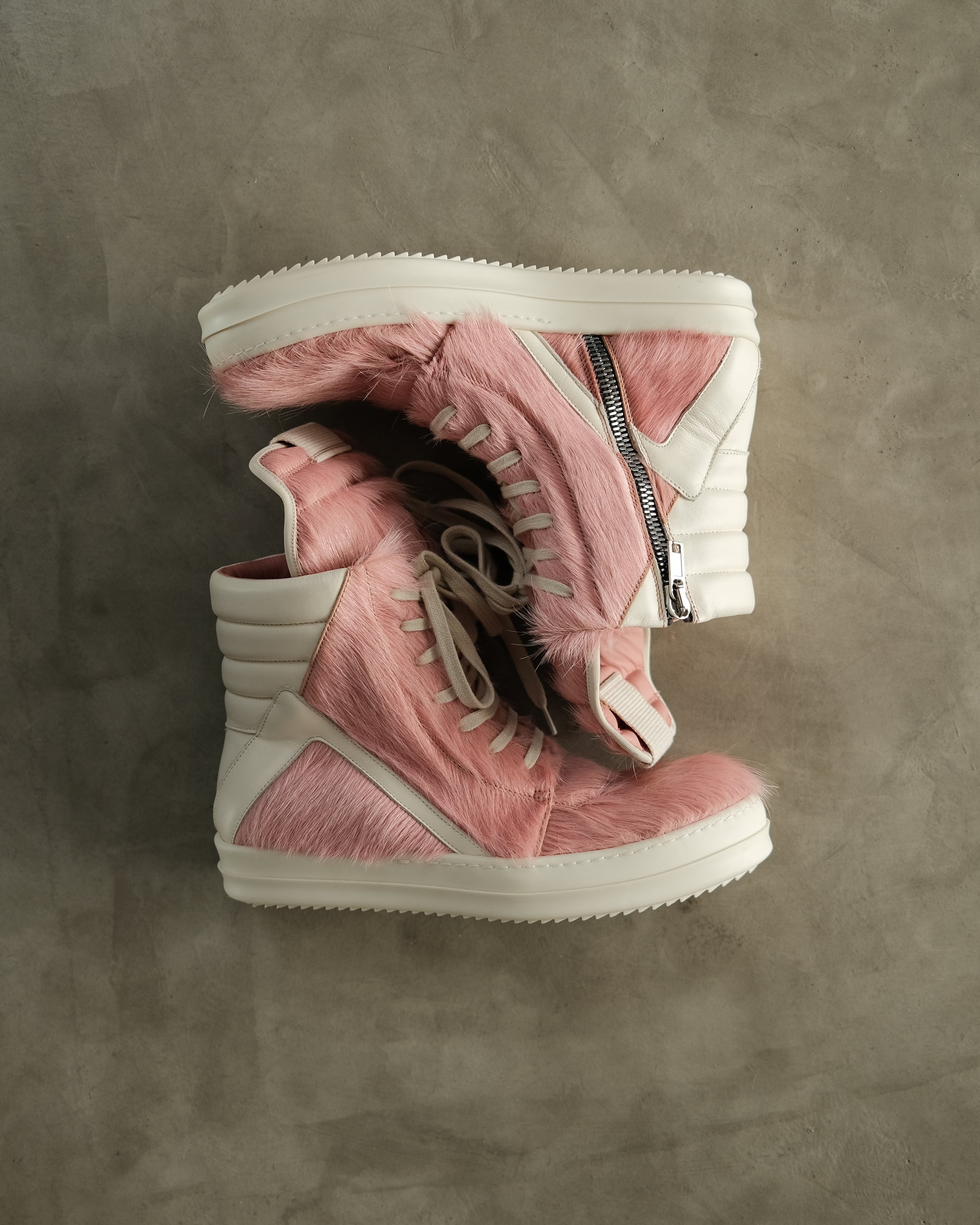 SS23 RICK OWENS Long Hair Geobasket In Dirty Pink