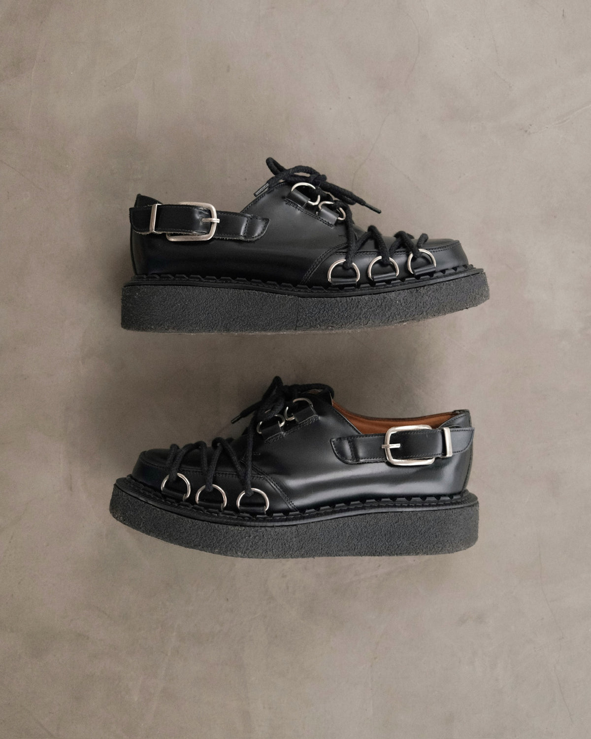 COMME DES GARCONS X GEORGE COX D-Ring Derby Crepper Black