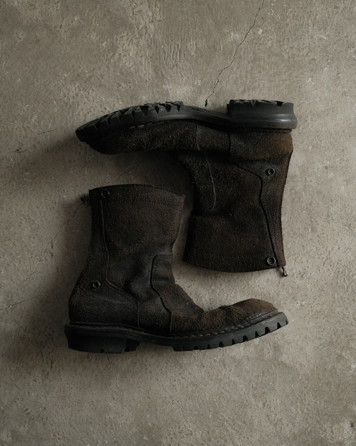AW12 Julius Suede Leather Back Zip Boots