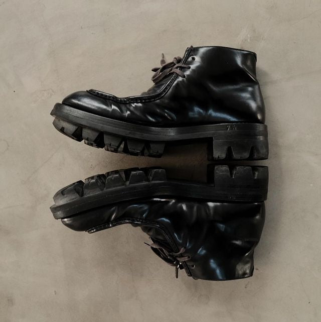 AW13 PRADA Chunky Black Leather Boots