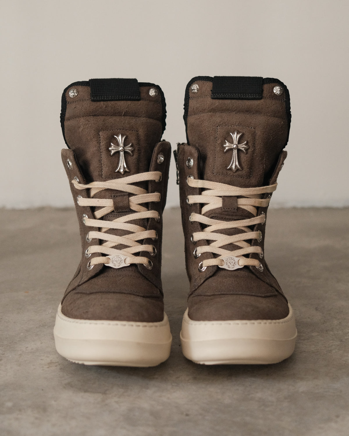 Chrome Hearts x Rick Owens Suede Rhodium Cross Geobasket