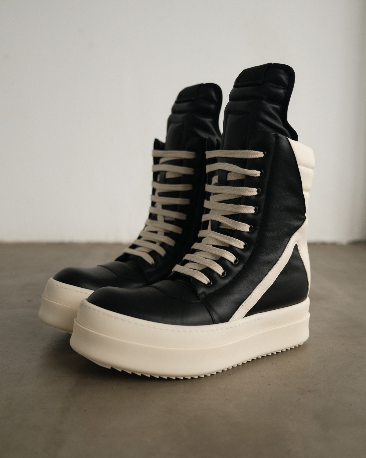 RICK OWENS Mega Geobasket Leather Sneakers