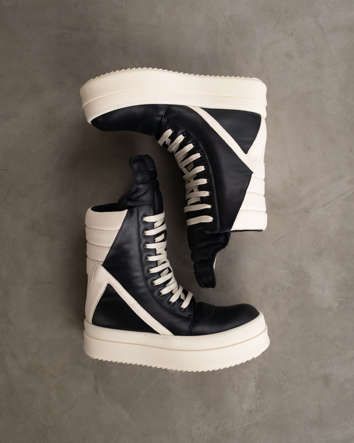 RICK OWENS Mega Geobasket Leather Sneakers