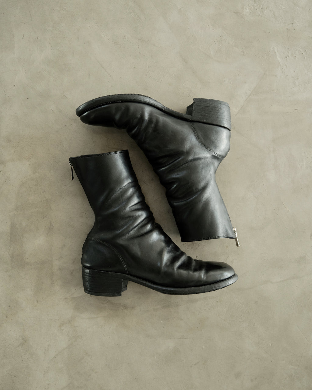 GUIDI 788z Black Horse Leather Back Zip Boot
