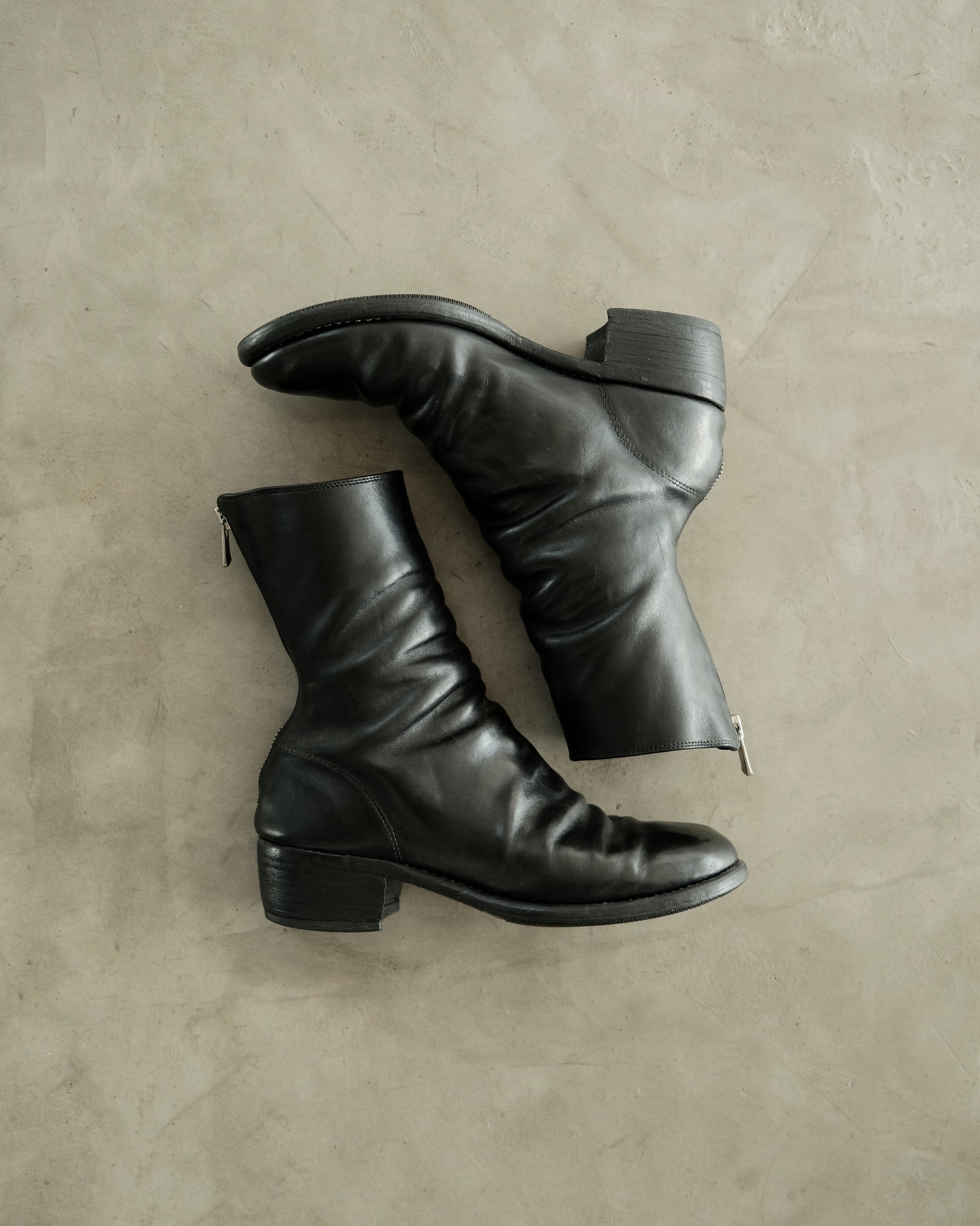 GUIDI 788z Black Horse Leather Back Zip Boot