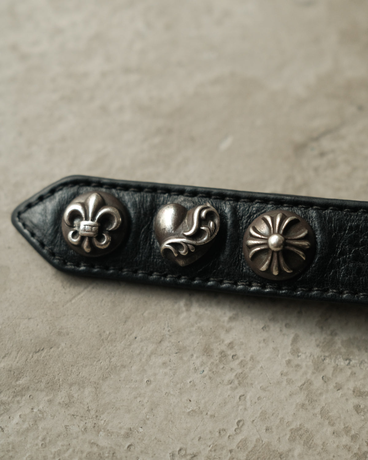 Chrome Hearts Adjustable Leather Silver Bracelet