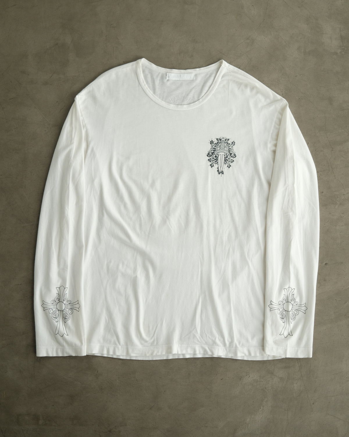 Vintage CHROME HEARTS Dagger Floral Cross Long Sleeve