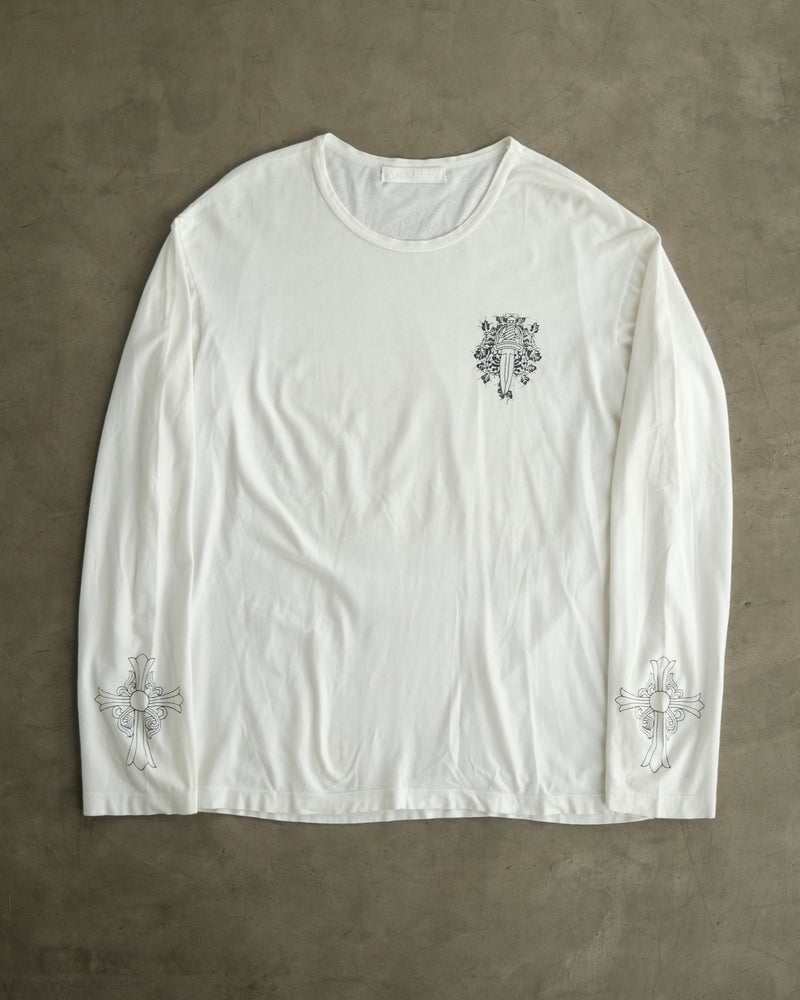 Vintage CHROME HEARTS Dagger Floral Cross Long Sleeve