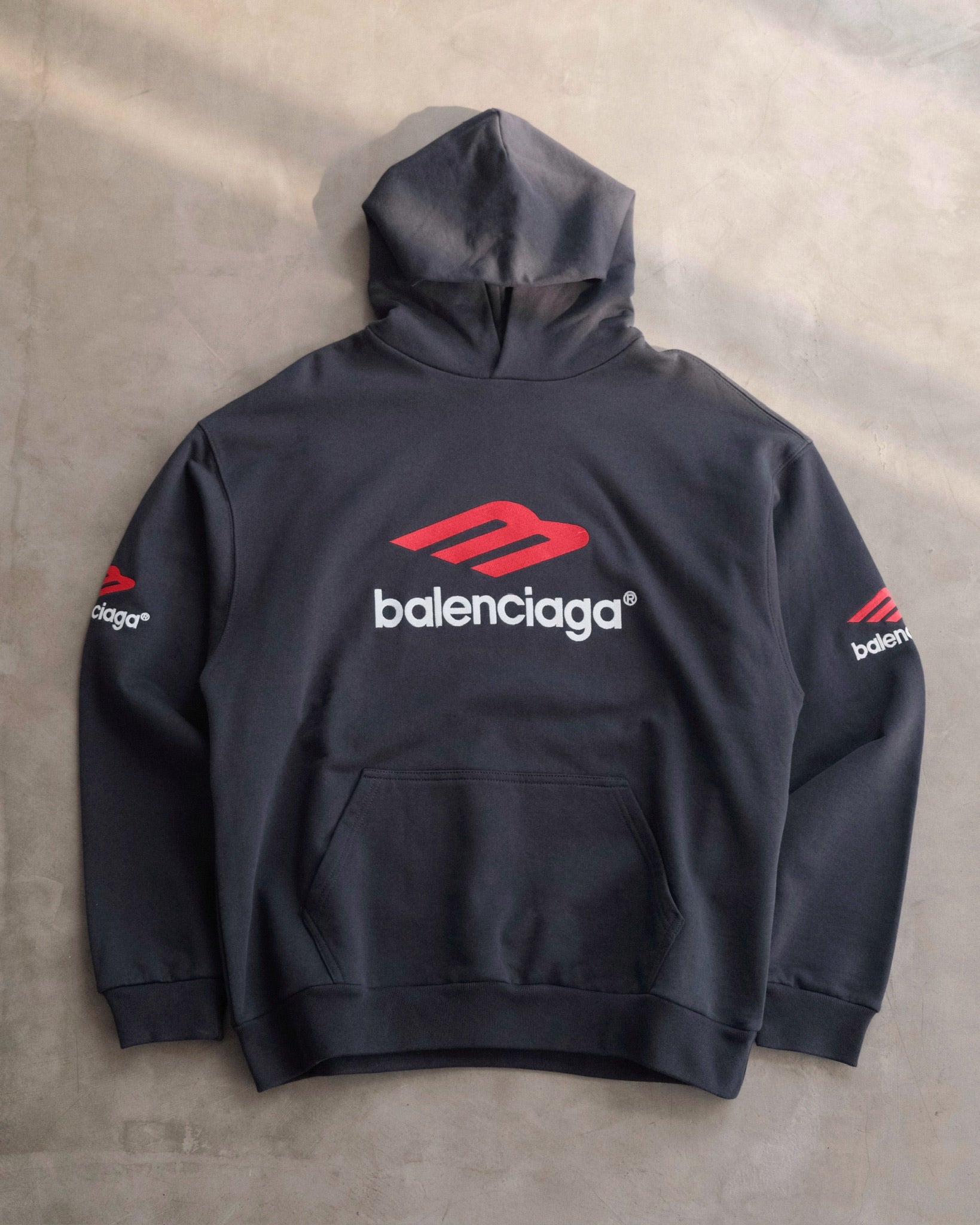 BALENCIAGA Blue Black 3B Sport Icon Hoodie