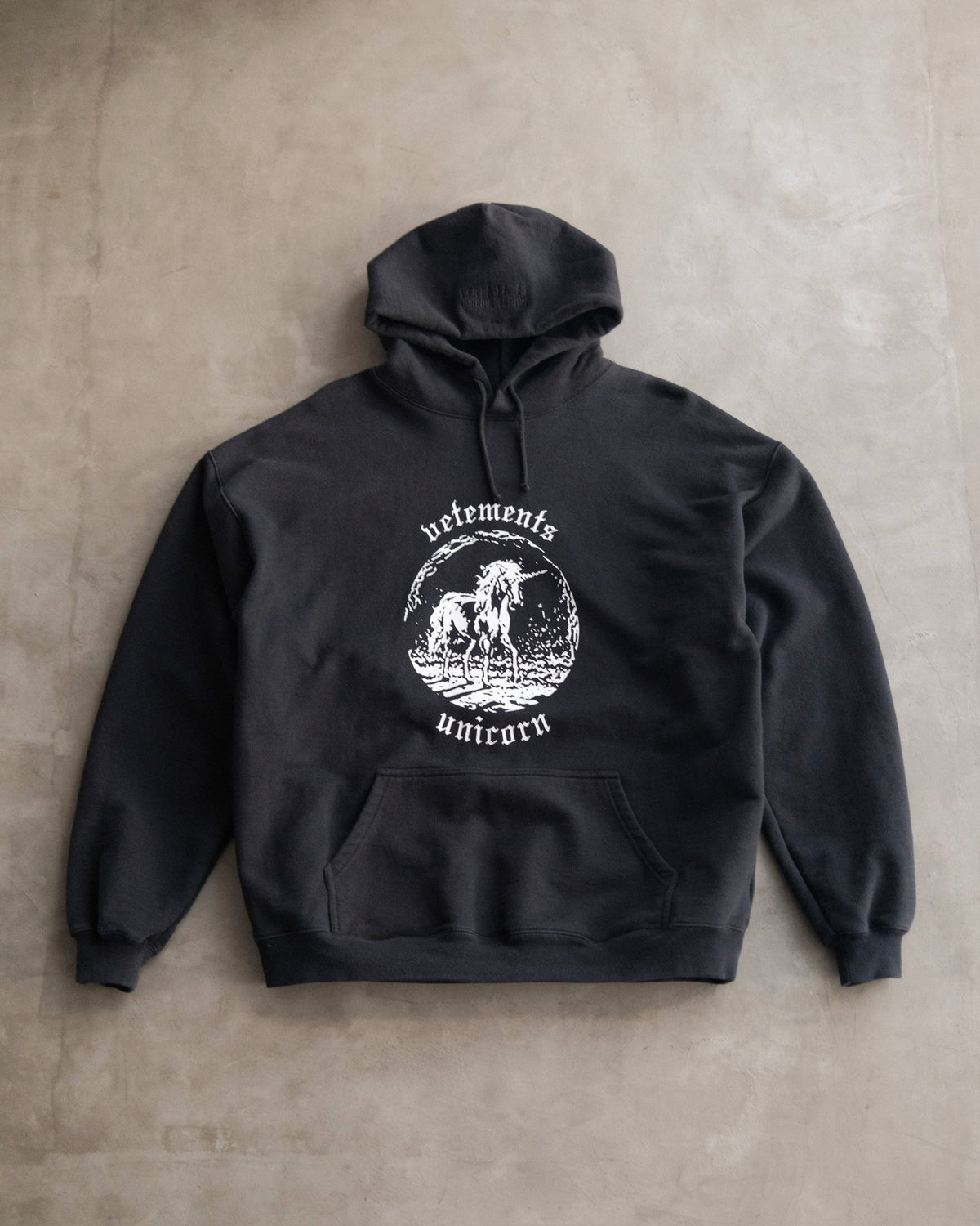 SS22 VETEMENTS ‘Unicorn’ Antwerp Black Negative Motif Hoodie