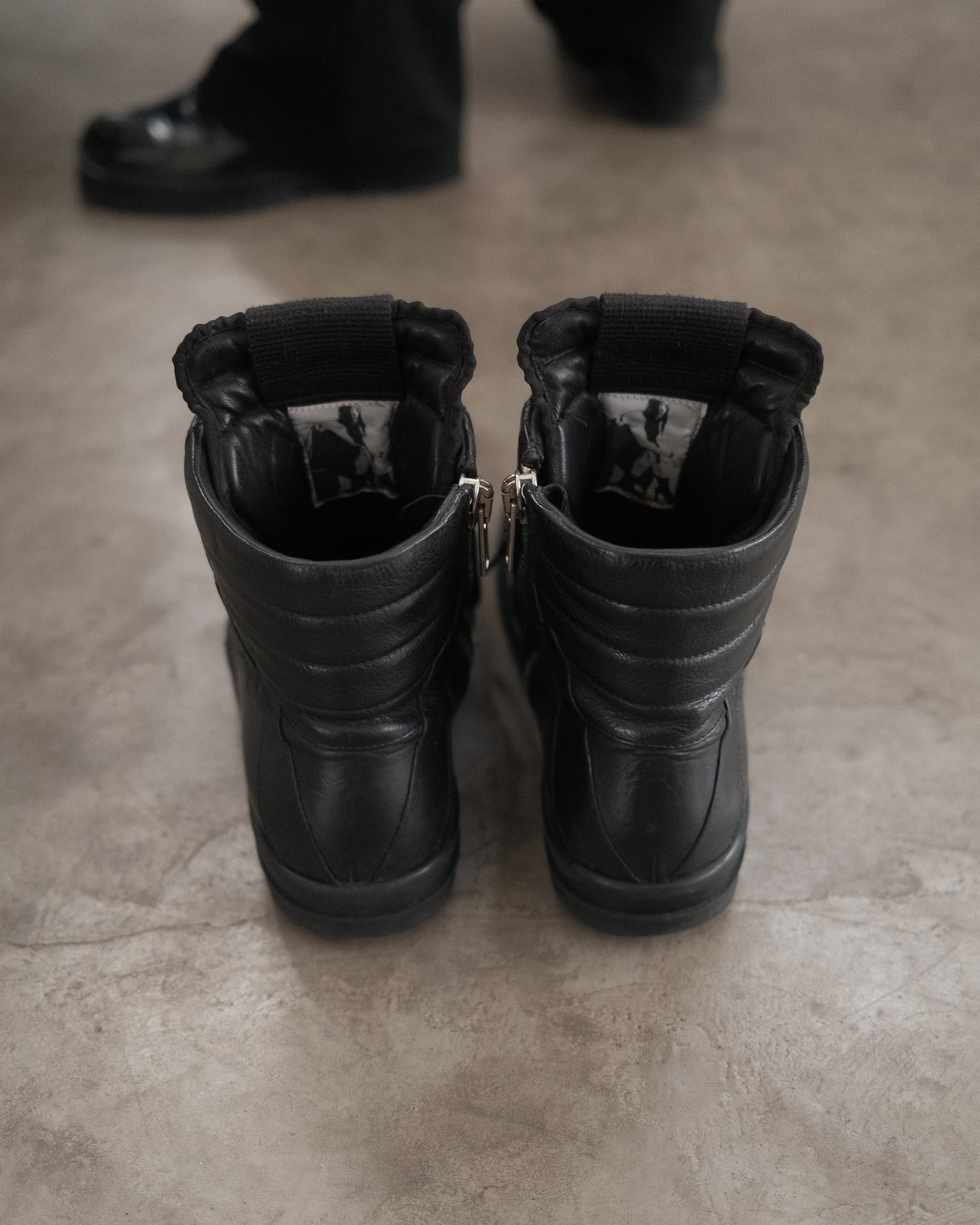 靴 Rick Owens GEOBASKET 41 Geobasket leather sneaker in green - Rick Owens | Mytheresa