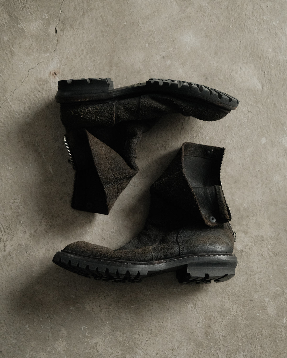 AW12 Julius Suede Leather Back Zip Boots