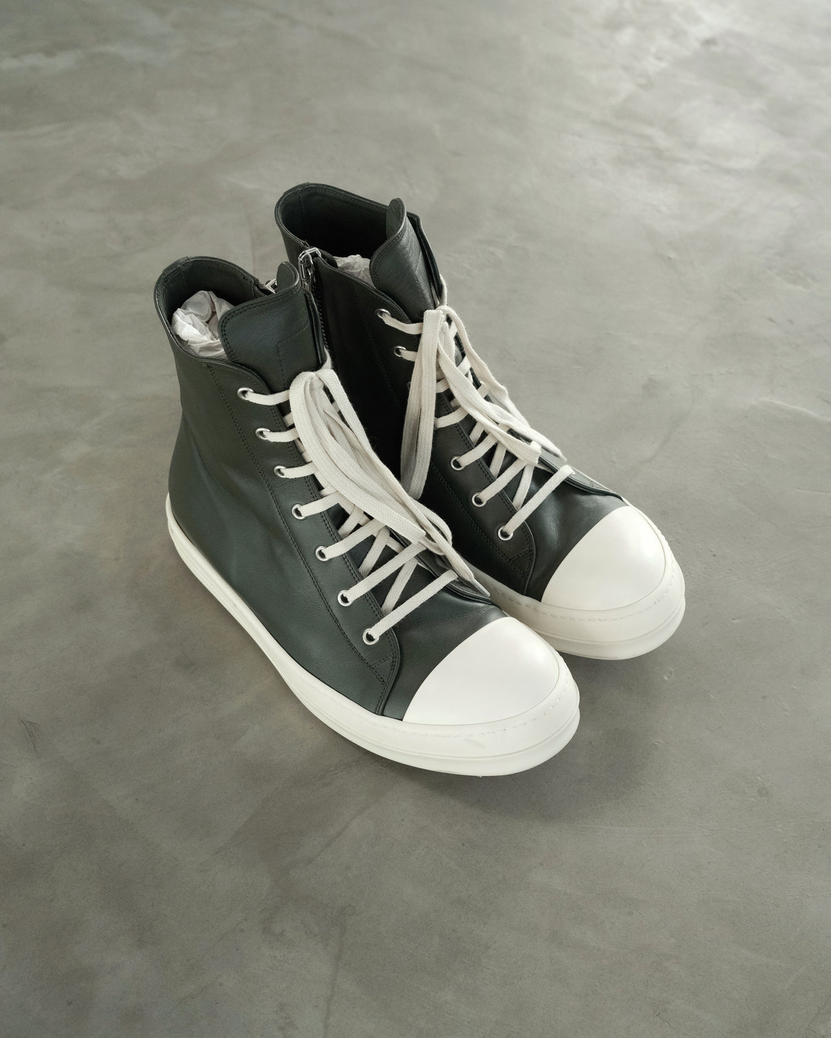 RICK OWENS AW23 Leather High-top Sneakers