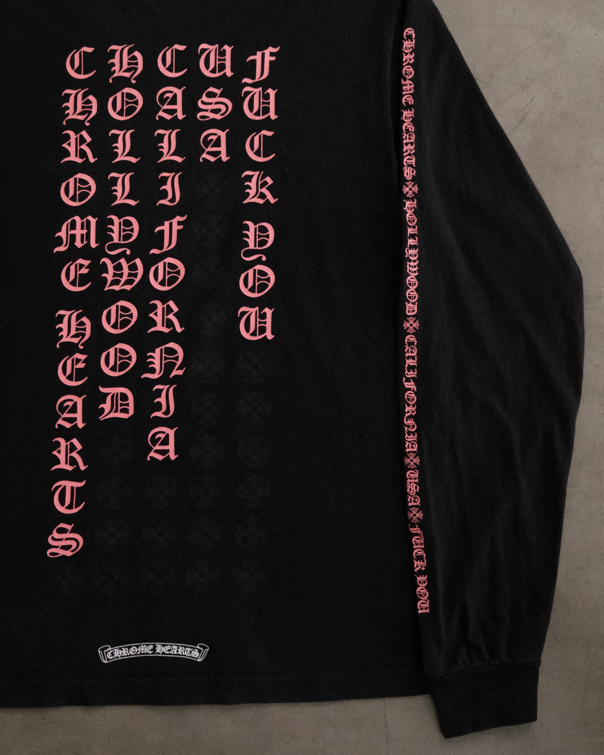 CHROME HEARTS “Fuck You” Ancient Scrips Pink L/S Tee